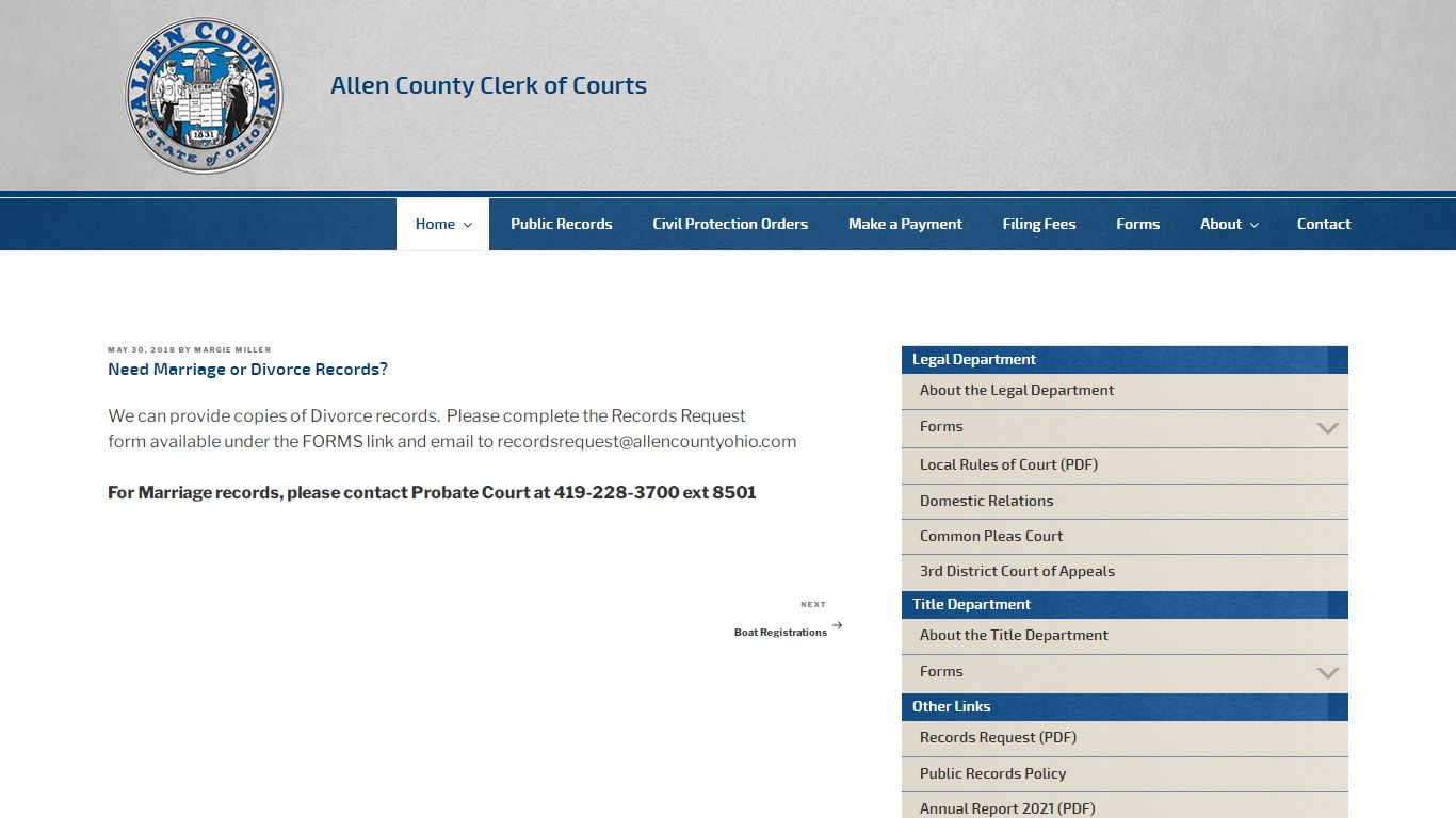 Need Marriage or Divorce Records? - Allen County, Ohio